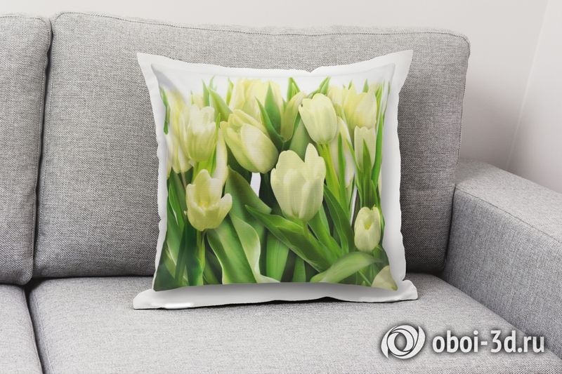 3D Подушка «Нежные желтые тюльпаны» вид 3