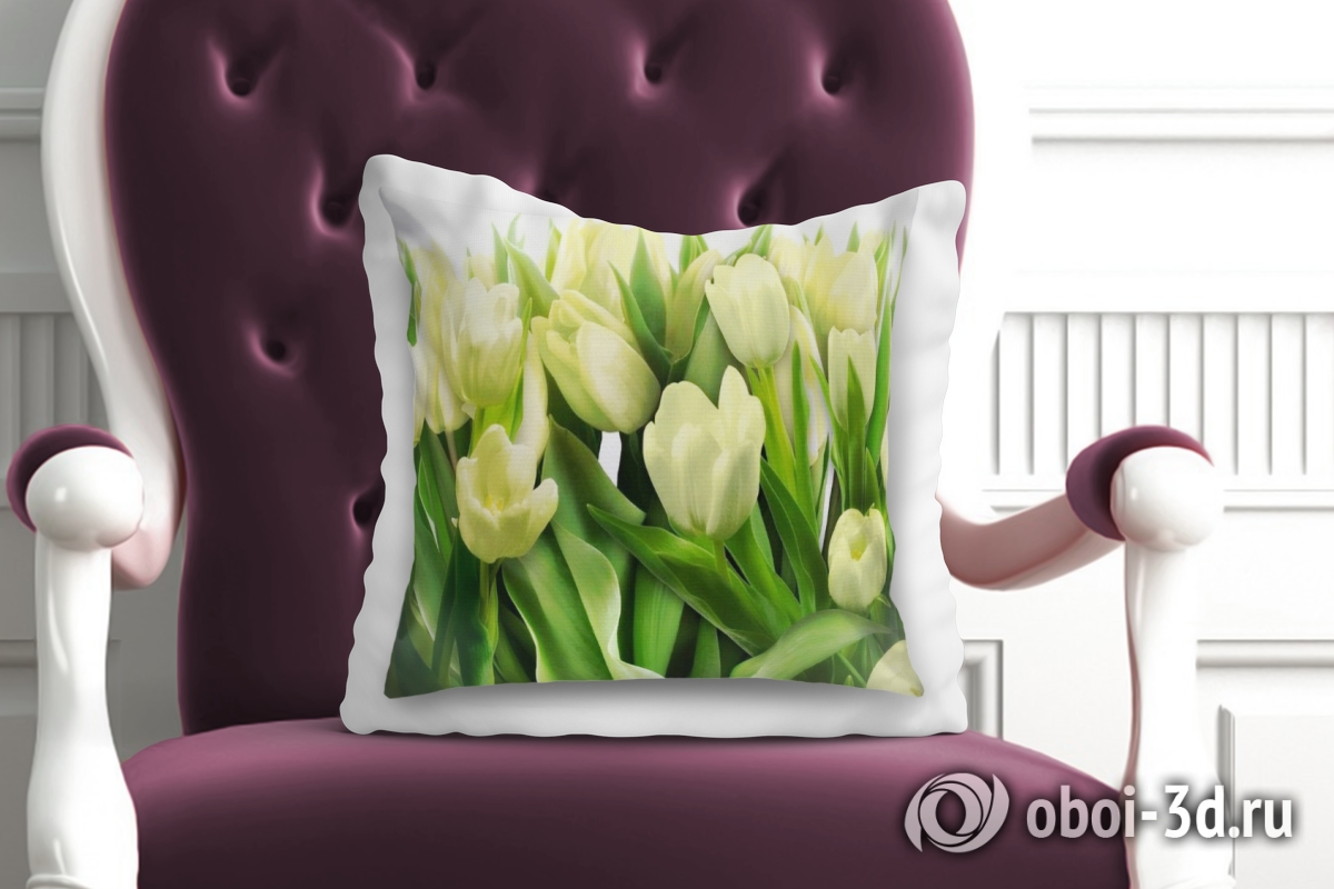 3D Подушка «Нежные желтые тюльпаны» вид 2