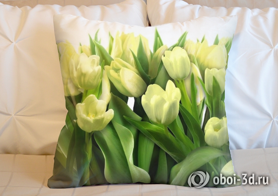 3D Подушка «Нежные желтые тюльпаны» вид 5