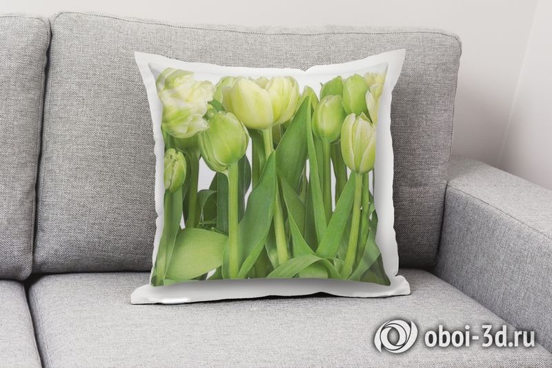 3D Подушка «Салатовые тюльпаны» вид 3