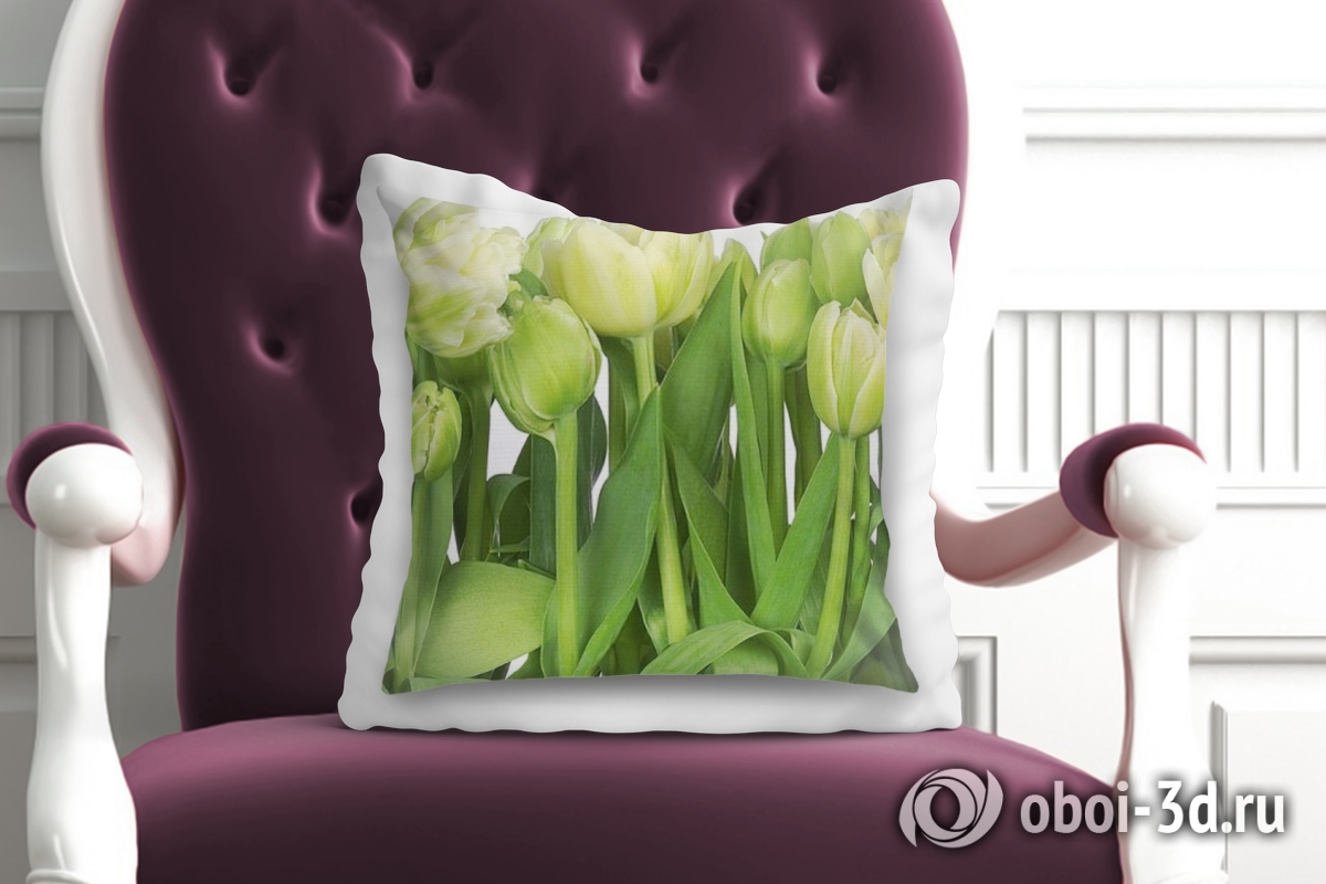 3D Подушка «Салатовые тюльпаны» вид 2