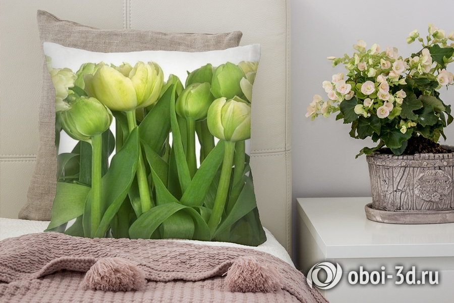3D Подушка «Салатовые тюльпаны» вид 7