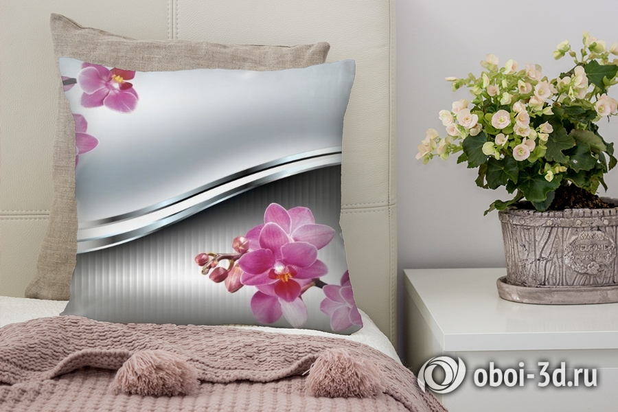 3D Подушка «Орхидеи на стали» вид 2
