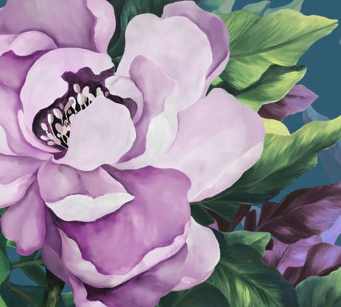 3D Фотообои  Фотошторы «Величественный цветок в лиловых тонах»
