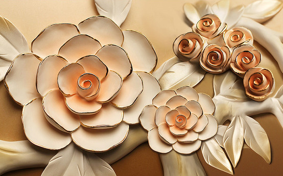3D фотообои 3D Фотообои  «Розы с тиснением под керамику»  вид 1
