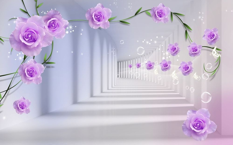3D Фотообои «Тоннель с розами» вид 1
