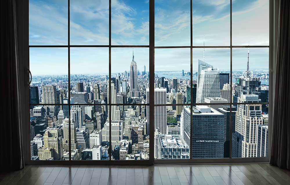 3D Фотообои 3D Фотообои «Вид из окна на современный город»