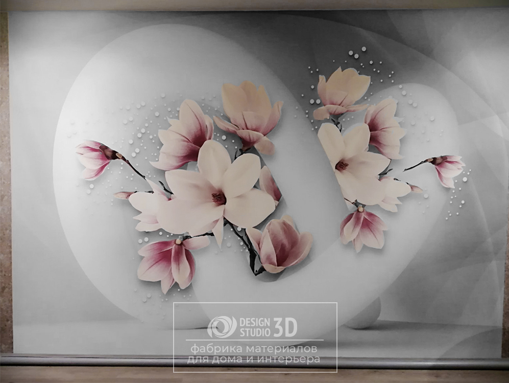  3D Фотообои  «Магнолии в сером вихре»  