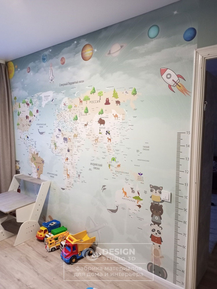  3D Фотообои «Детская карта в пастельных тонах» 
